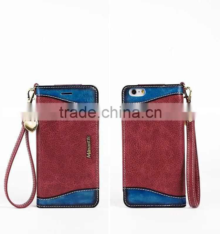 PU+Genuine Leather Cell Phone/Mobile Phone Case/Booklet for iPhone 6/6s for Lady/Female