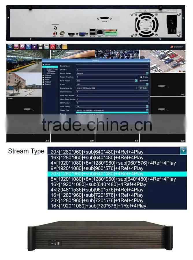 3G WIFI 3MP IP Camera 2U 9HDD Capacity NVR 16CH HDMI VAG Video Output