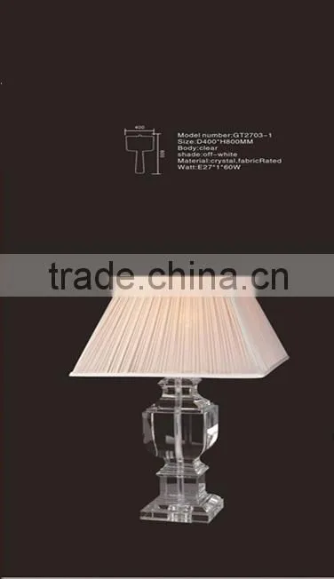led light crystal table decoration&light up bar table with beige fabric shade