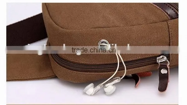 Men Vintage retro Canvas chest bag with shoulder canvas satchel bag tote bag
