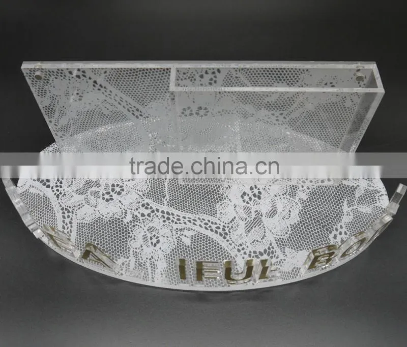 custom silk screen printing plexiglass/acrylic/PMMA retial counter cosmetic leaflet pocket display stand,table brochure holder