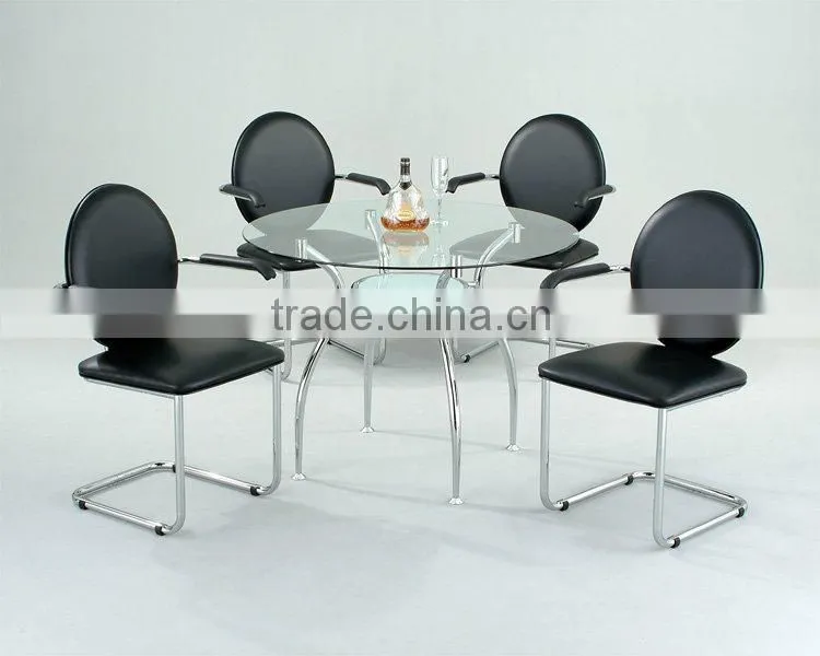 Modern Dining Set/ Glass Dining Table and Black Dining Chair