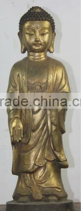 Chinese antique copper colorful sitting buddha