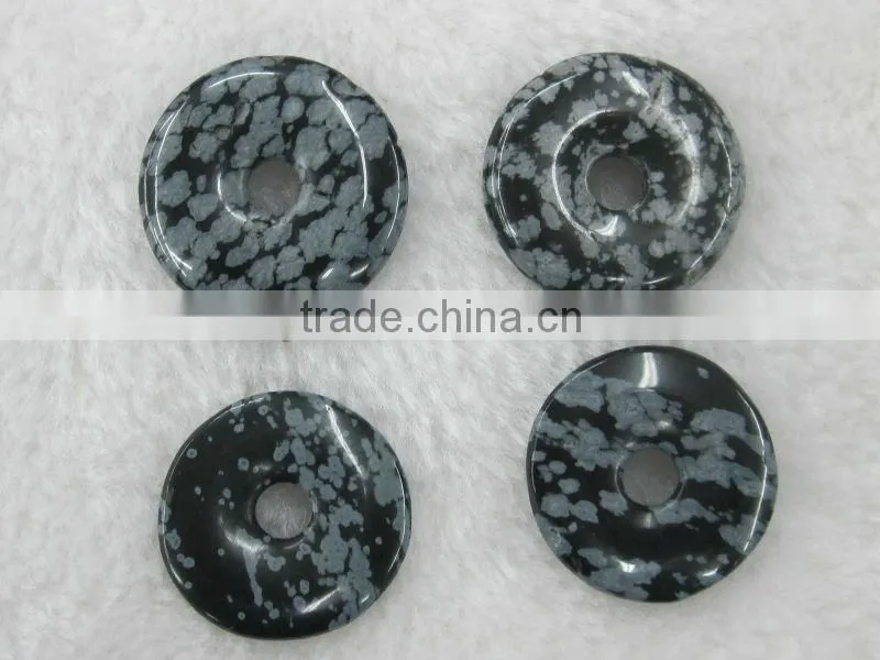 Wholesale gemstone snowflake obsidian donut pendant