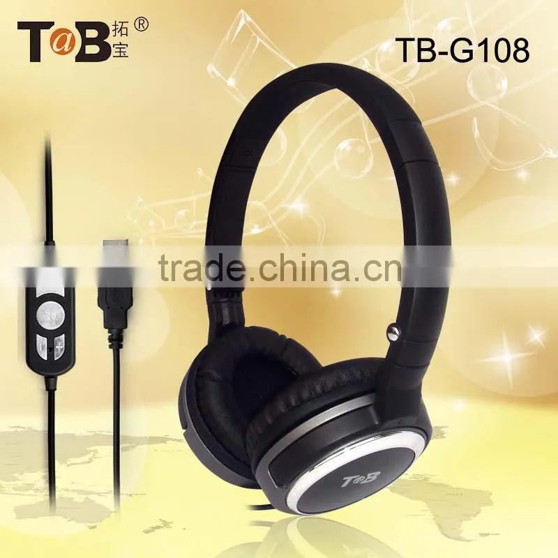 High quality 3.5mm headphones with microphone and volume control for computer game ,music and communication