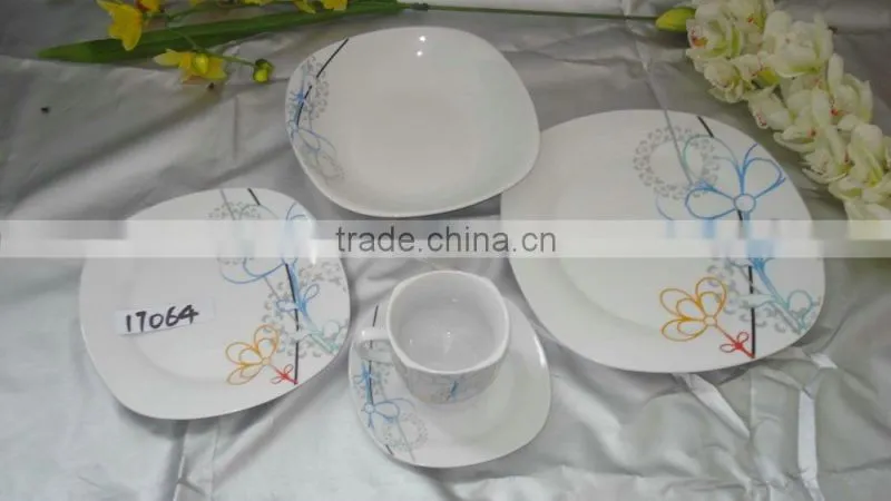 30pcs full decal glazed plated tableware set