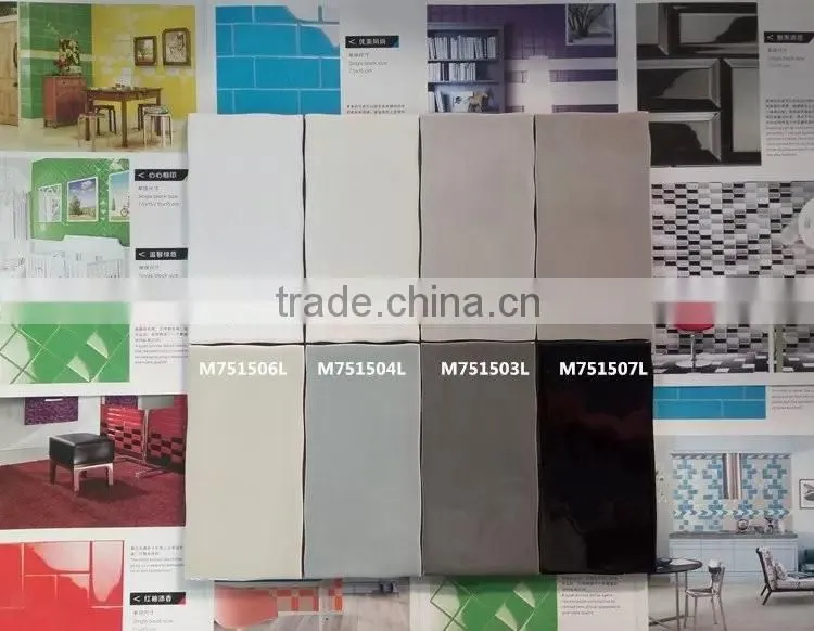 2016 most popular and hot sale handmake wave shape dark grey wall tile 75*300mm