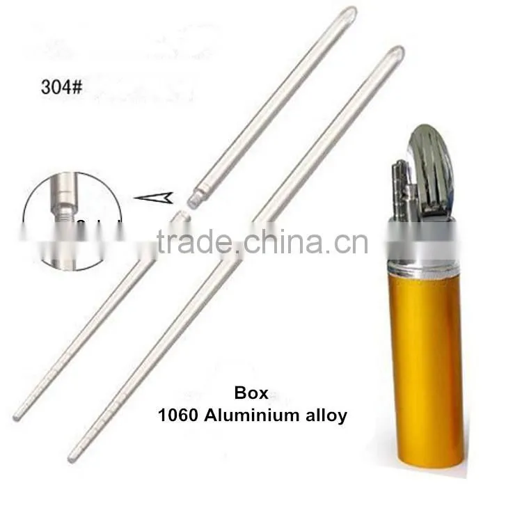 Outdoor mini stainless steel folding chopsticks spoon fork kits