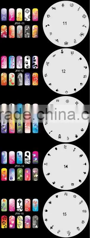 20 Sheets/Lot 260 Airbrush Nail Art Designs STENCIL Template Set No.1 Flowers, Plants, Leaves Trees, Animals