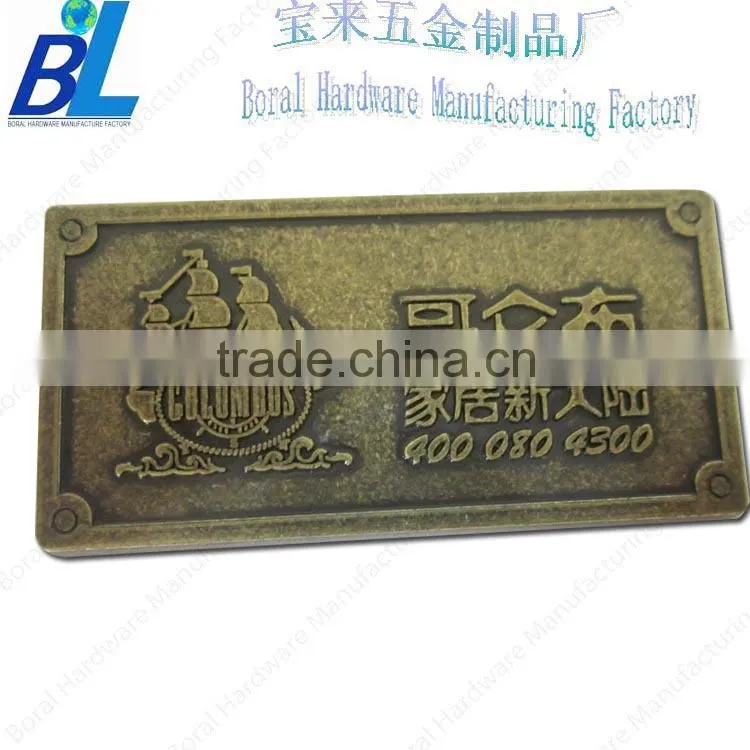 Unique metal 2 holes furniture logo nameplate
