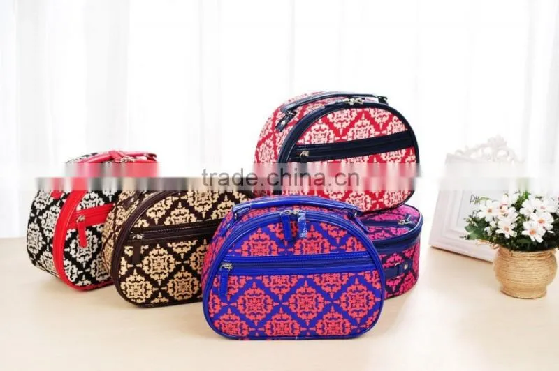 China makeup bags with handle vintage cosmetic bag round makeup box