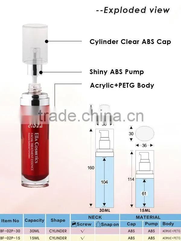 15ml 30ml oval facial acrylic bottle