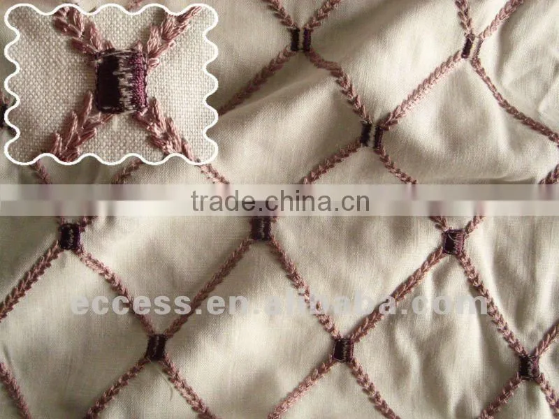linen fabric embroidered fabric for modern home decoration