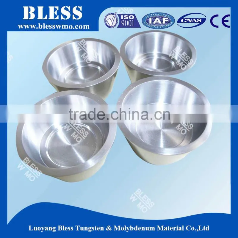 polished tungsten and molybdenum crucibles