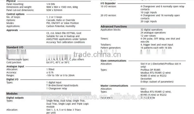 HOT SALE Industrial process controller control both furnace temperature, carbon potential and quenching