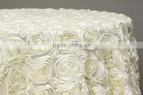 Charming satin rosette wedding chair covers,luxury wedding table cloth
