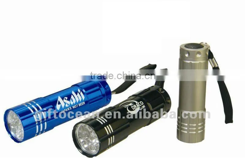 promotional 9 LED torch, LED gift torch light, alloy torch