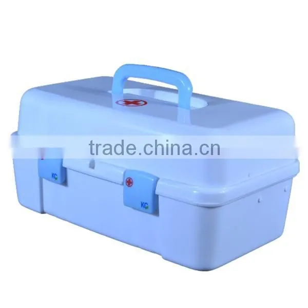 Plastic portable first aid cabinet with 3 trays