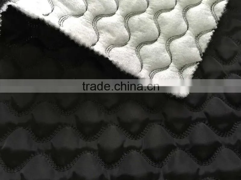 polyester stripe with fashion embroidered padded quilting fabric