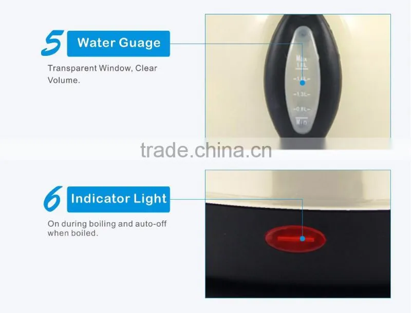 2016 best quality stainless steel electric cordless kettle