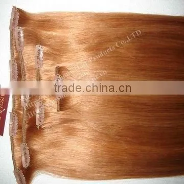 BEST QUALITY 18inch straight human cheap clip hair extension/clip in hair extension