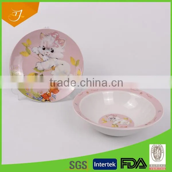 Ceramic Plate With Lovely Cat Design , High Quality Ceramic Plate With Full Decal