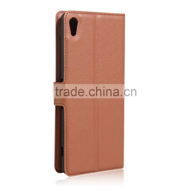 PU Leather Card Case Leather Mobile Back Cover Case For Sony C6