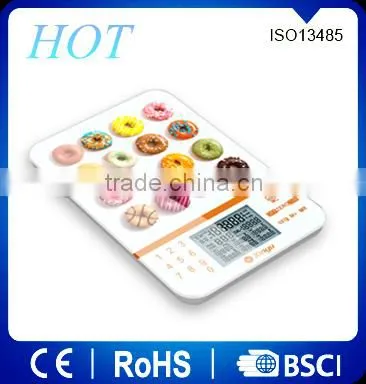 2016 new design nutritional scale multi-function glass platform with 5kg/g