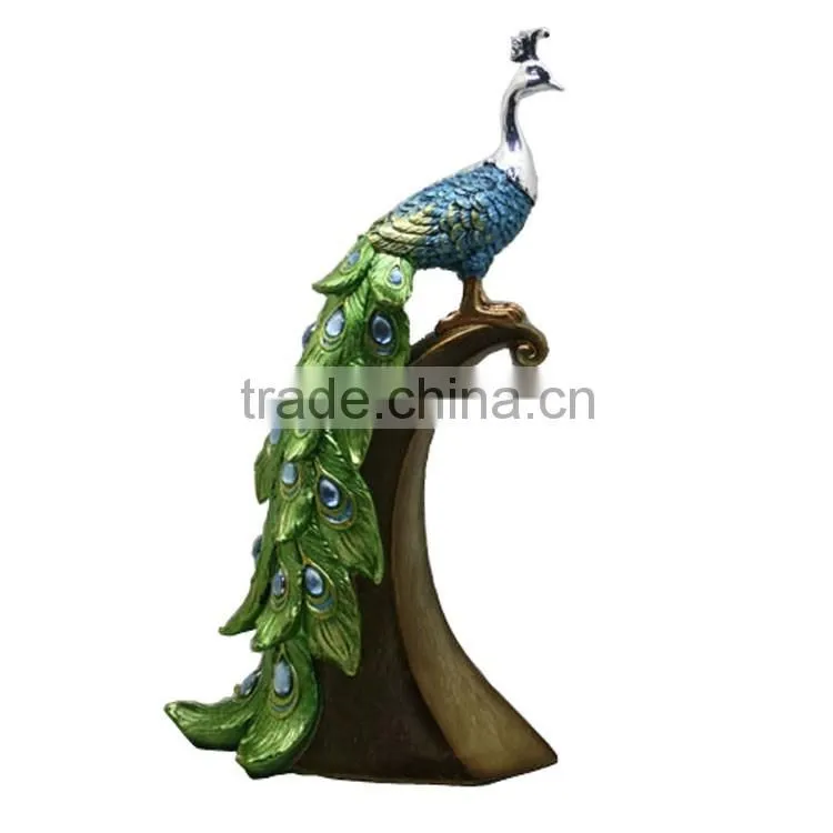 Resin Animal Figurine Ornate Peacock Statue Flower Pot for Sale