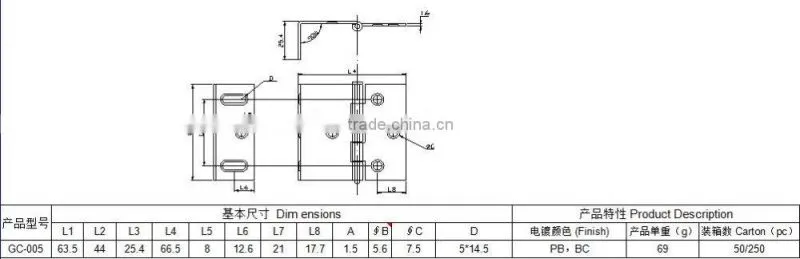 2-1/2" Wrap Around with Large Slottted Holes Heavy Duty Furniture Cabinet Door Hinge