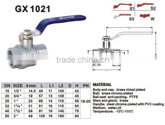 Female x Female Thread Brass Ball Valve With Steel Handle