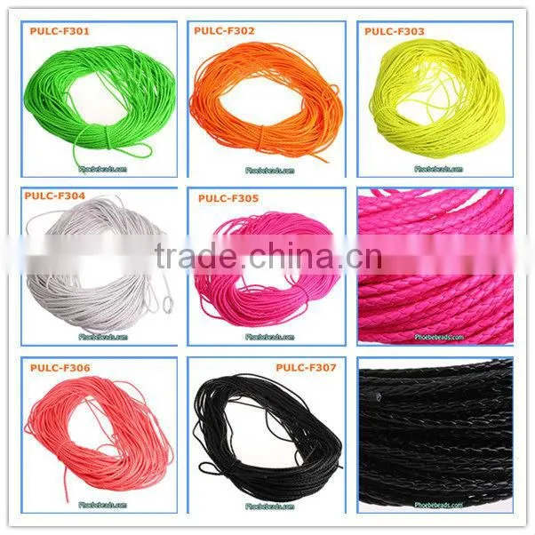 Wholesale 5mm Fluorescent White Waxed Leather Cords For Jewelry DIY 100 Metres/ Bundle PULC-F504