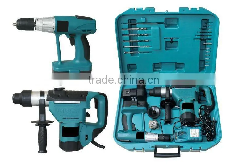 2PCS heavy-duty drill set with Hammer drill and 24Volt drill