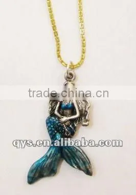 Pewter Mermaid Pendant, Metal Necklace Pendant