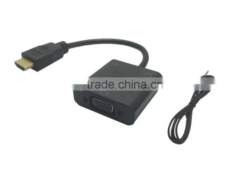 100% new HDM I to VGA with audio and DC jack HDM I adapter for computer/laptop