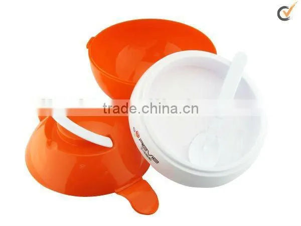egg-shaped double layers plastic lunch box with handle