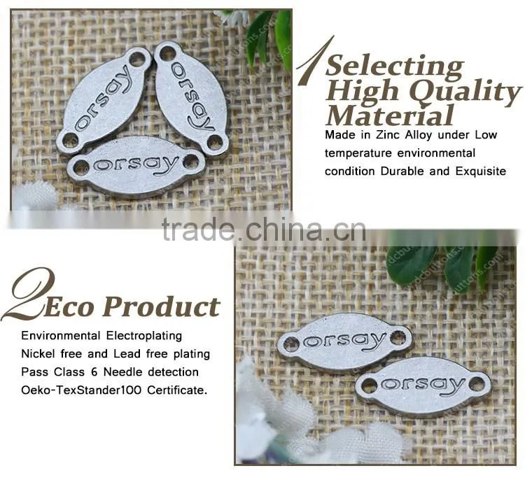 Factory direct sale custom engraved logo metal plate for jean bags and garment