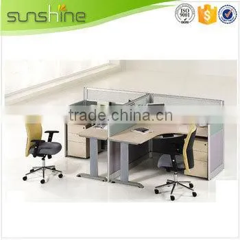 L-Shaped Office Partition Aluminum Glass Wall Partition For 2 Seater Office Workstation