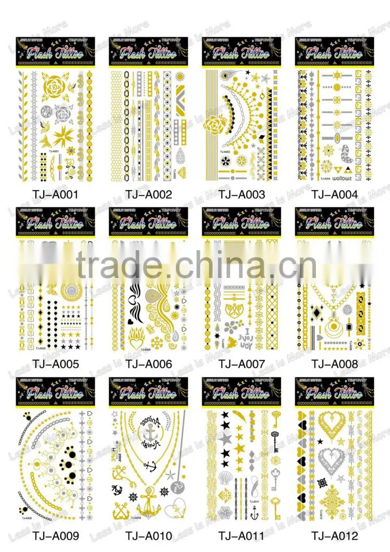 fashion gold & silver body temporary tatoo sticker