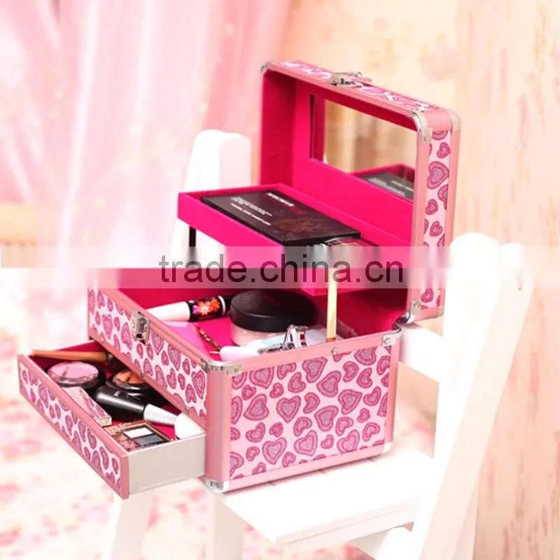 High Quality Aluminum Beauty Box For Makeup PVC Cosmetic Bag With Lock