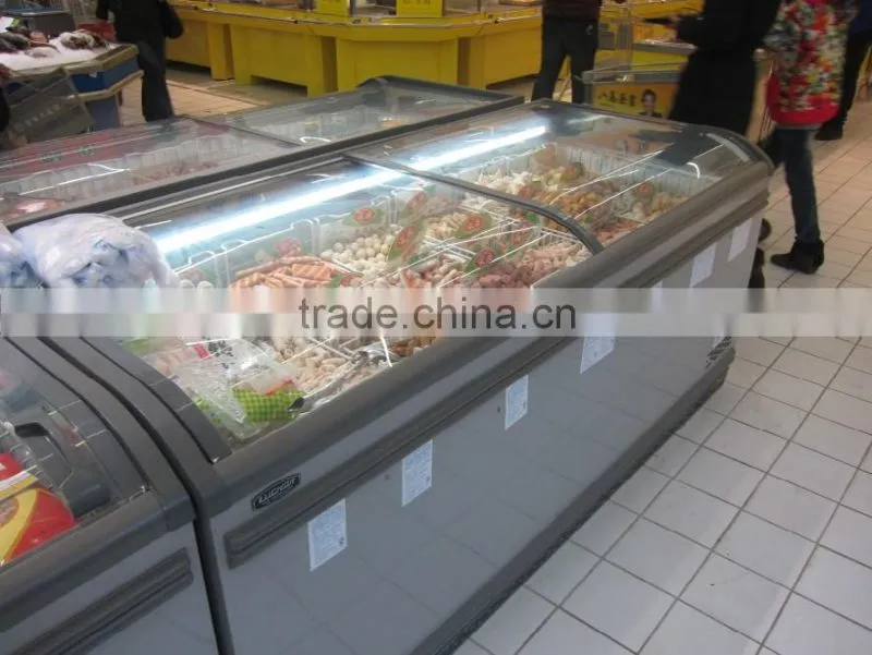 Island Freezer Supermarket Refrigeration Equipment CE commercial freezer curved freezer island freezer
