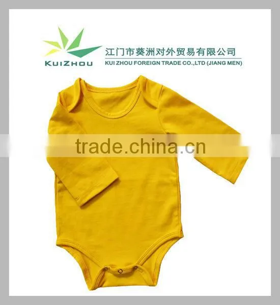 Cotton Spandex Plain Yellow Baby Rompers