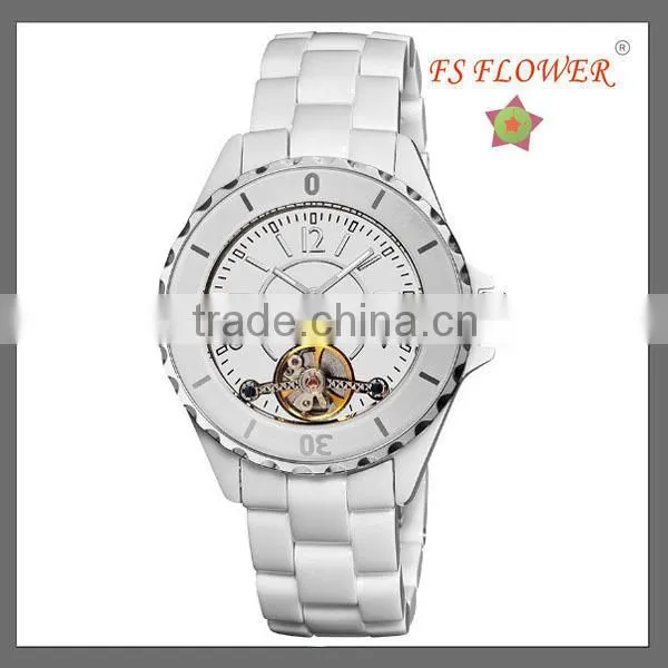 Women's Black Ceramic Watch Bands Chinese Automatic Mechanical Watch
