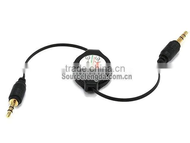 wholesale retractable 3.5mm stereo cable male to male audio cable Gold plated connector