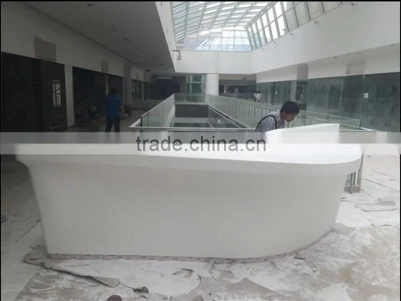 New degsin artificial stone office white office reception desk,acrylic solid surface Hotel reception countertop
