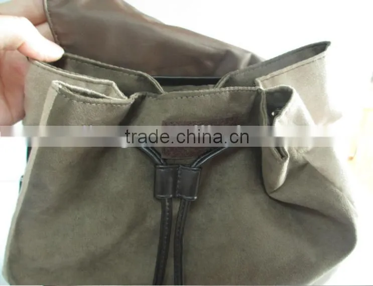 Durable fashional backpack with the faux suede fabric
