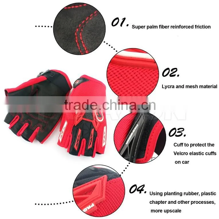 High Quality Motorcycle Red Fingerless Driving Gloves