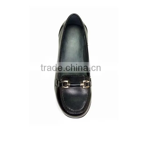 Classic Leather No Heel Flat Black Dress Shoes for Girls