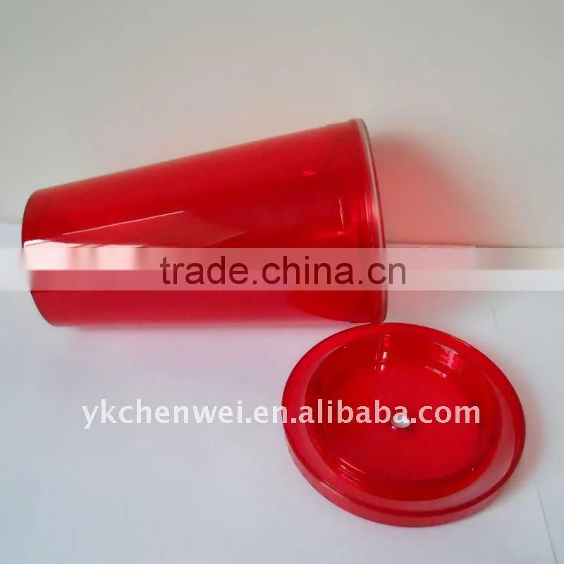 Double wall AS plastic tumbler with straw