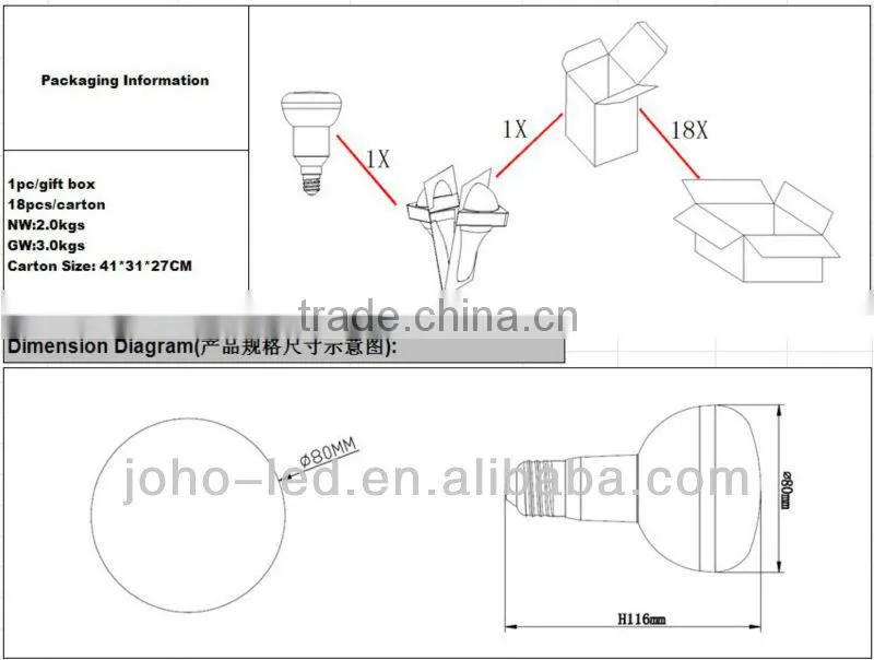 8w R80 led bulb e27
